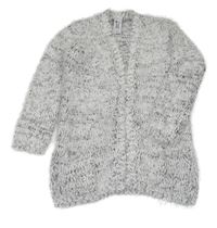 Bielo-čierny melírovaný chlpatý svetrový cardigan C&A