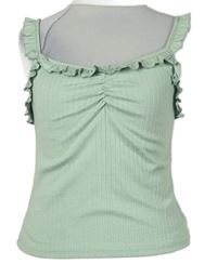 Dámsky svetlozelený crop top s volánikom Shein