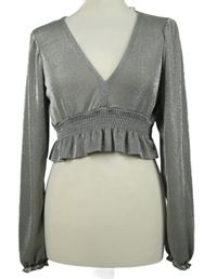 Dámska strieborná crop blúzka Pull&Bear