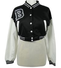 Dámská černo-bílá sportovní baseballová crop mikina 