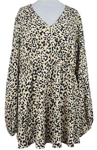 Dámská béžovo-černá vzorovaná halenka 