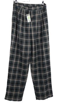 Nové - Dámské růžovo-černo-modré kostkované kalhoty Primark 