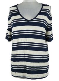 Dámské tmavomodro-smetanové pruhované tričko TU 