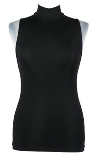 Dámsky čierny rebrovaný top so stojačikom Amisu