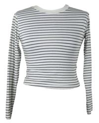 Dámské bílo-černé pruhované crop triko 