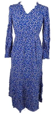 Dámské safírové kytičkované midi šaty M&S