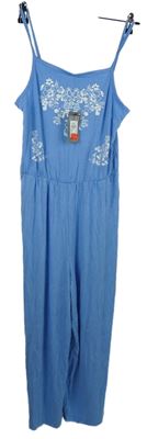 Dámský světlemodrý kalhotový culottes overal s potiskem Primark 