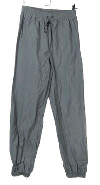 Dámske sivé šušťákové metalické nohavice Shein