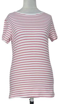 Dámske bielo-ružové pruhované tričko Primark