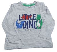 Sivé tričko s nápisom a dinosaurami Ergee