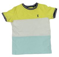 Bielo-žlto-modré tričko s výšivkou Next