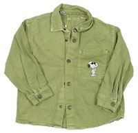 Khaki rifľová košeľová bunda so Snoopym Zara