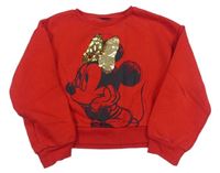 Červená crop mikina s Minnie Disney