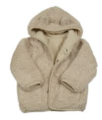 Béžová huňatá zateplená bunda s kapucňou Nutmeg