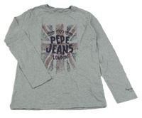 Světlešedé triko s logem Pepe Jeans