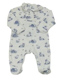 Biely zamatový overal s obrázkami