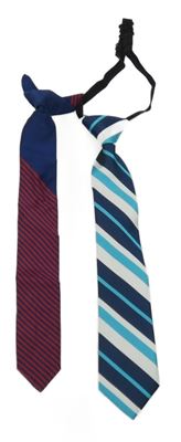 2x kravata červeno-tmavomodrá pruhovaná+ modro-bílá pruhovaná