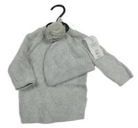 2set- světlešedý svetr+ čepice F&F