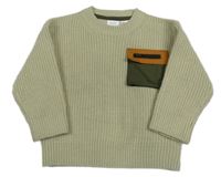 Světlekhaki sveter s vreckom Zara