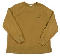 Hnědo-khaki mikina s výšivkou Zara