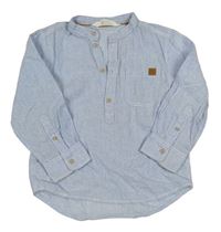 Světlemodro-bílá pruhovaná polo košile H&M