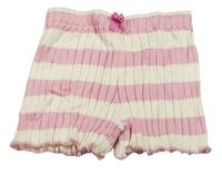 Svetloružová -biele pruhované pletené kraťasy H&M