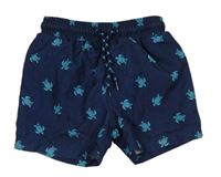 Tmavomodré plážové kraťasy s korytnačkami Primark