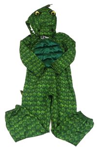 Kockovaným - Zelený vzorovaný overal s kapucí - dinosaurus F&F