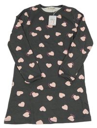 Nové - Tmavošedé teplákové šaty se srdíčky Sfera 