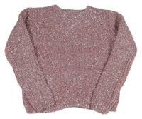Ružovo-strieborný žinylkový sveter Primark