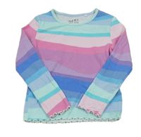 Světlemodro-ružové pruhované rebrované tričko Next