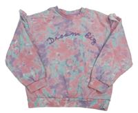 Ružovo-modro-fialová batikovaná mikina s nápisom Primark