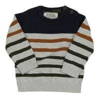 Tmavomodro-sivý sveter s pruhmi F&F