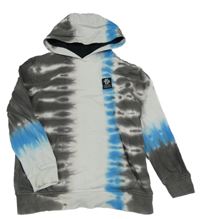 Bielo-sivo-modrá batikovaná mikina s kapucňou George