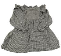 Čierno-béžové vzorované šaty s volánikom Next