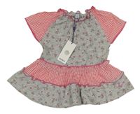 Nové - Šedo-růžová květovano/kostkovaná tunika Mexx