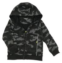 Černo-antracitovo-bílá army propínací mikina s kapucí Nutmeg