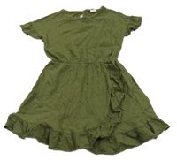 Khaki 3D bodkovaná é šaty Hema