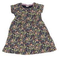 Tmavomodro-farebné kvetované bavlnené šaty Kiki&Koko