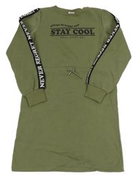 Khaki teplákové šaty s nápisom Y.F.K.