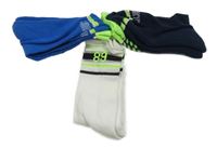 Nové - 3x ponožky - bílé s číslem + modré + tmavomodré 