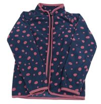 Tmavomodro-růžová puntíkatá fleecová propínací mikina TCM