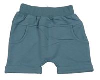 Modrošedé teplákové baggy kraťasy s vreckom