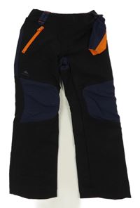 Černo-tmavomodré šusťákové outdoorové kalhoty