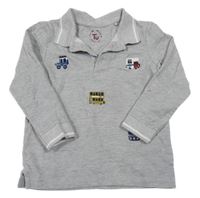Šedé polo triko s auty Tu