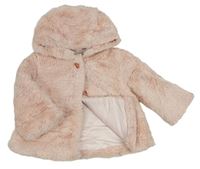 Růžový chlupatý zateplený kabátek s kapucňou Nutmeg