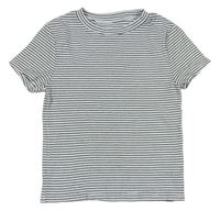Bielo-čierne pruhované rebrované tričko H&M