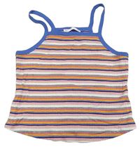 Farebně pruhovaný rebrovaný crop top M&S