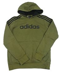Olivová mikina s logom a kapucňou Adidas