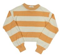 Oranžovo-smotanový pruhovaný crop sveter H&M